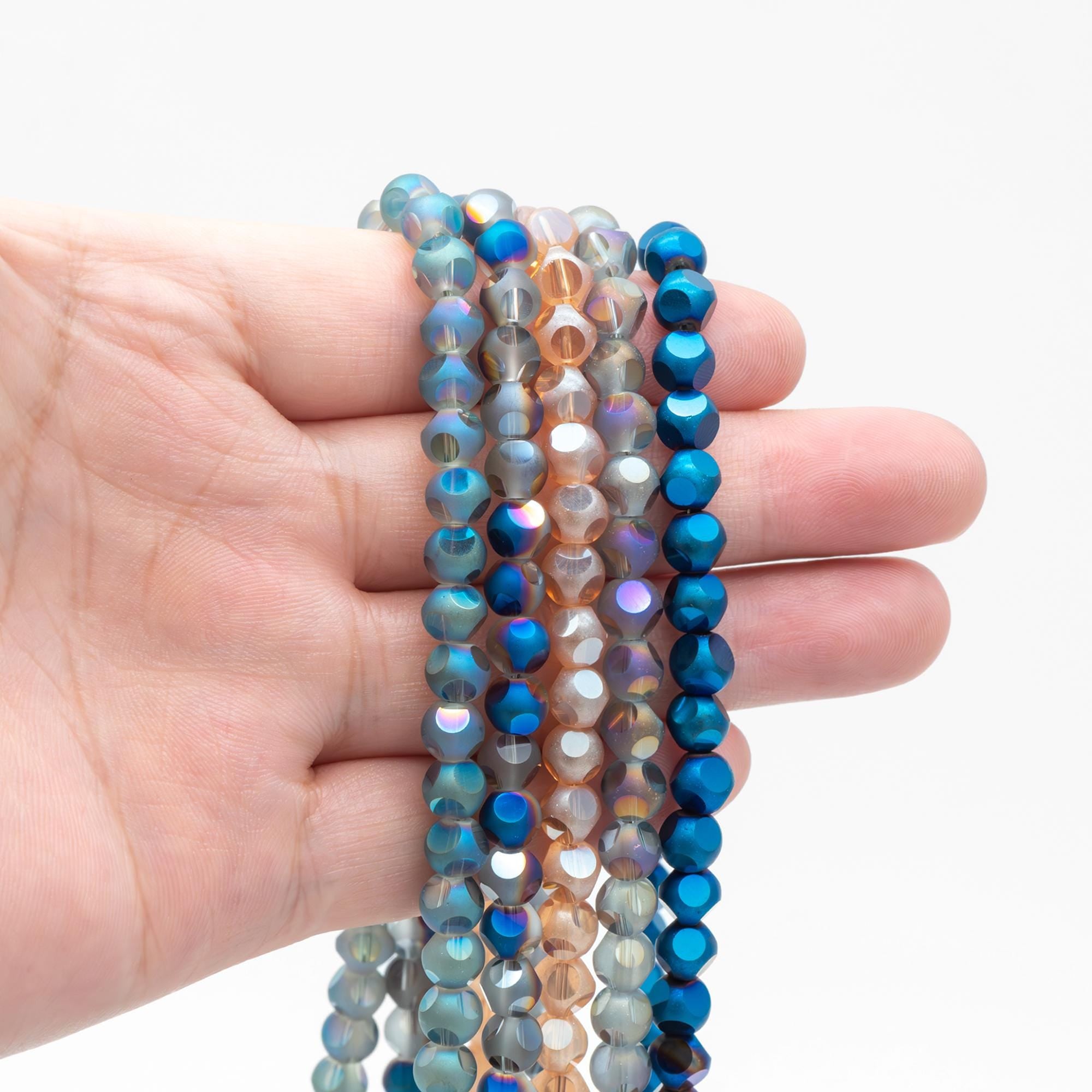 Frosted Faceted Round Glass beads 6mm, (GM-023)/ 100 beads